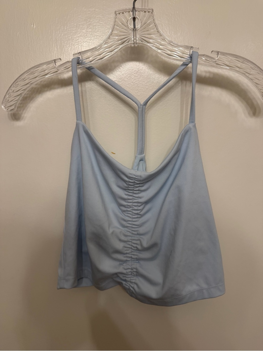 Light Blue Ruched workout Tank Top with T-Back